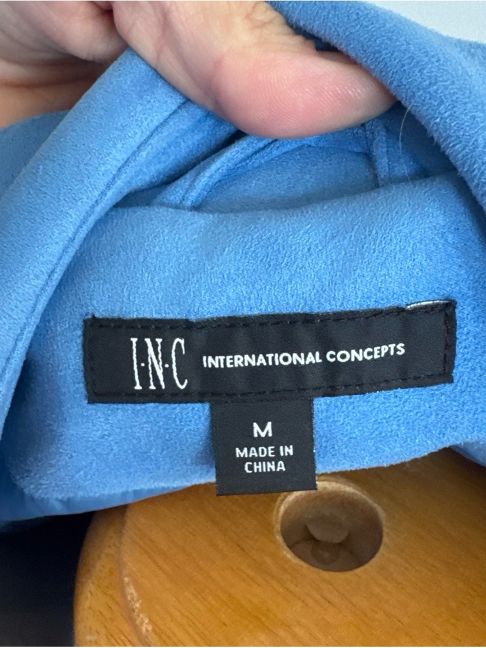 INC International Concepts Blue Suede Wrap Trench Coat - Picture 2 of 3